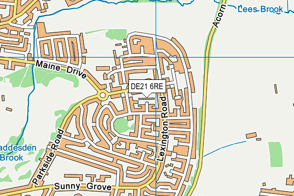 DE21 6RE map - OS VectorMap District (Ordnance Survey)