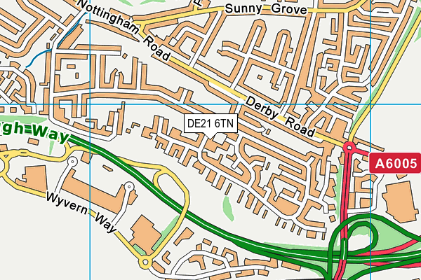 DE21 6TN map - OS VectorMap District (Ordnance Survey)