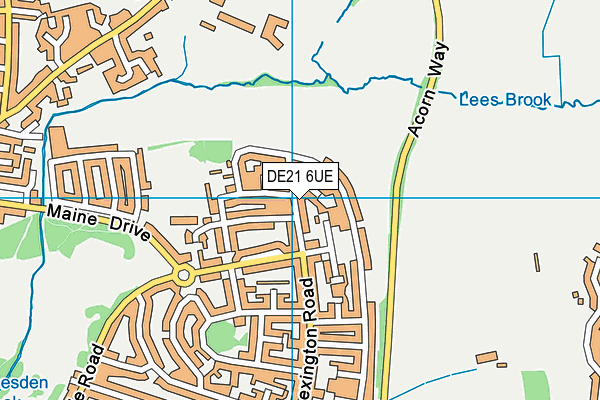 DE21 6UE map - OS VectorMap District (Ordnance Survey)