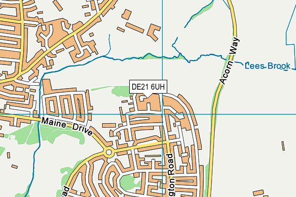 DE21 6UH map - OS VectorMap District (Ordnance Survey)