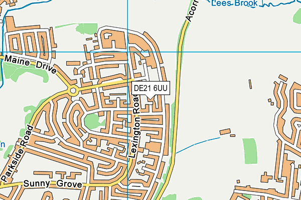 DE21 6UU map - OS VectorMap District (Ordnance Survey)