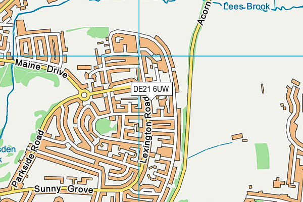 DE21 6UW map - OS VectorMap District (Ordnance Survey)