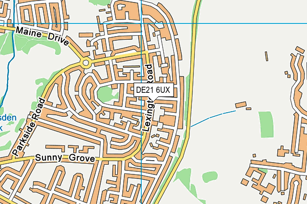 DE21 6UX map - OS VectorMap District (Ordnance Survey)