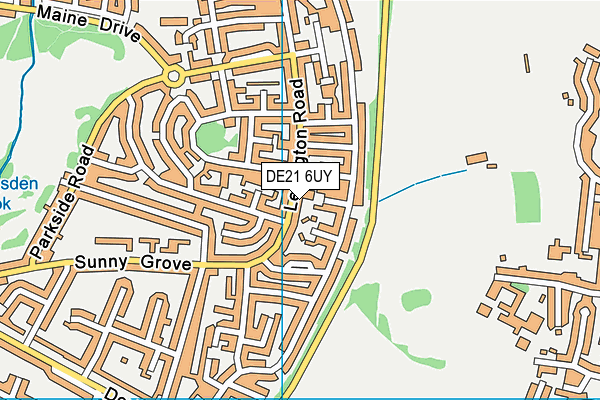 DE21 6UY map - OS VectorMap District (Ordnance Survey)