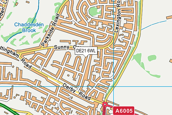 DE21 6WL map - OS VectorMap District (Ordnance Survey)