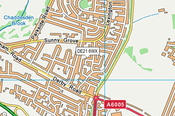 DE21 6WX map - OS VectorMap District (Ordnance Survey)