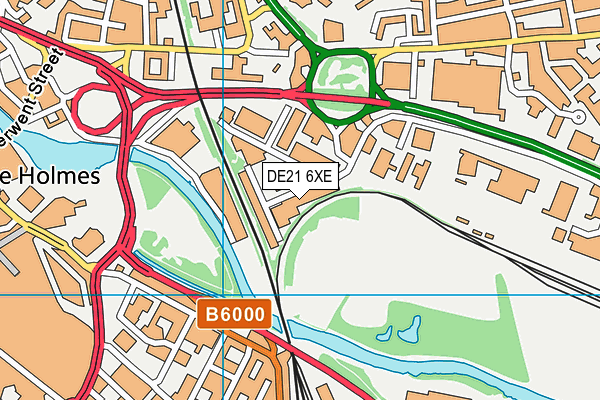 DE21 6XE map - OS VectorMap District (Ordnance Survey)