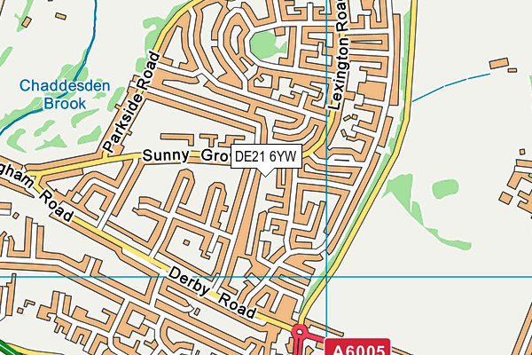 DE21 6YW map - OS VectorMap District (Ordnance Survey)