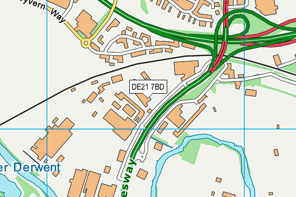 DE21 7BD map - OS VectorMap District (Ordnance Survey)