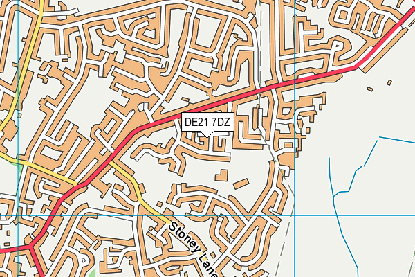 DE21 7DZ map - OS VectorMap District (Ordnance Survey)