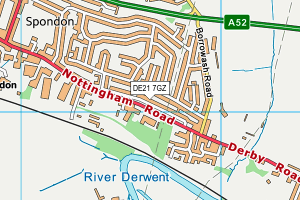 DE21 7GZ map - OS VectorMap District (Ordnance Survey)