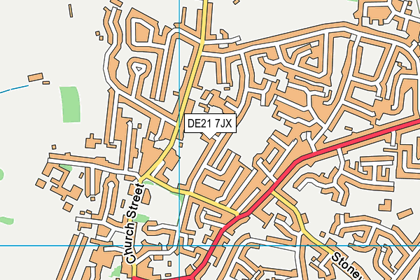 DE21 7JX map - OS VectorMap District (Ordnance Survey)