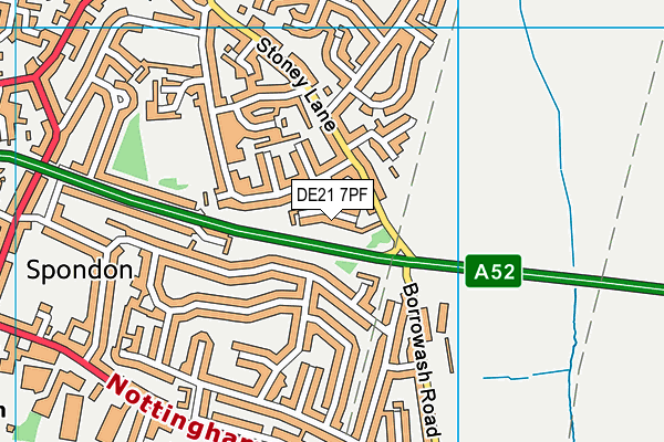 DE21 7PF map - OS VectorMap District (Ordnance Survey)