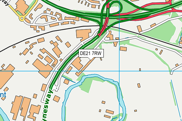 DE21 7RW map - OS VectorMap District (Ordnance Survey)