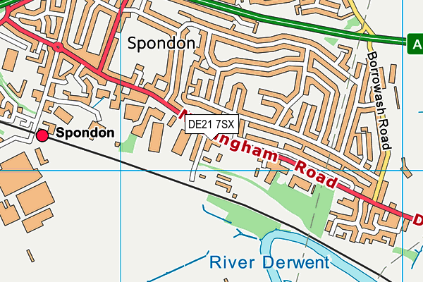 DE21 7SX map - OS VectorMap District (Ordnance Survey)