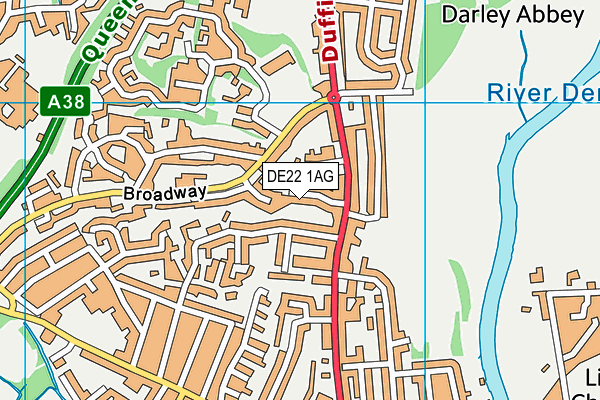 DE22 1AG map - OS VectorMap District (Ordnance Survey)