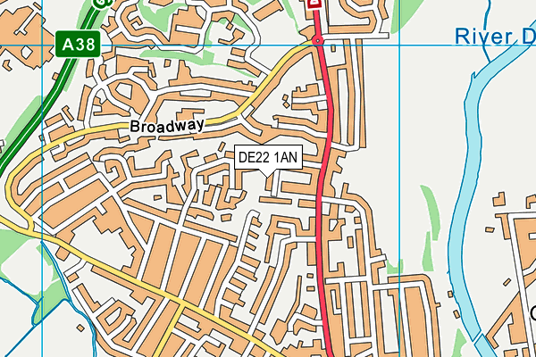 DE22 1AN map - OS VectorMap District (Ordnance Survey)