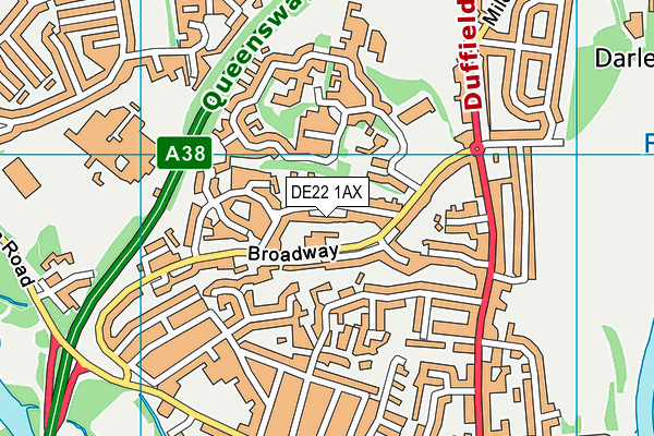 DE22 1AX map - OS VectorMap District (Ordnance Survey)
