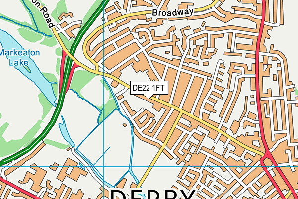 University Of Derby (Grass Pitches) map (DE22 1FT) - OS VectorMap District (Ordnance Survey)