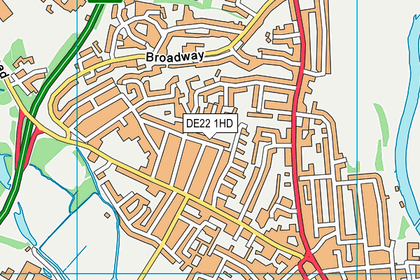 DE22 1HD map - OS VectorMap District (Ordnance Survey)