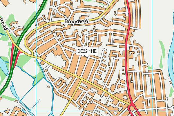 DE22 1HE map - OS VectorMap District (Ordnance Survey)