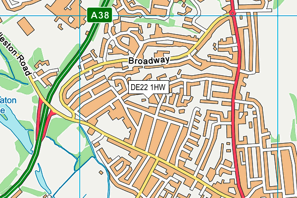 DE22 1HW map - OS VectorMap District (Ordnance Survey)