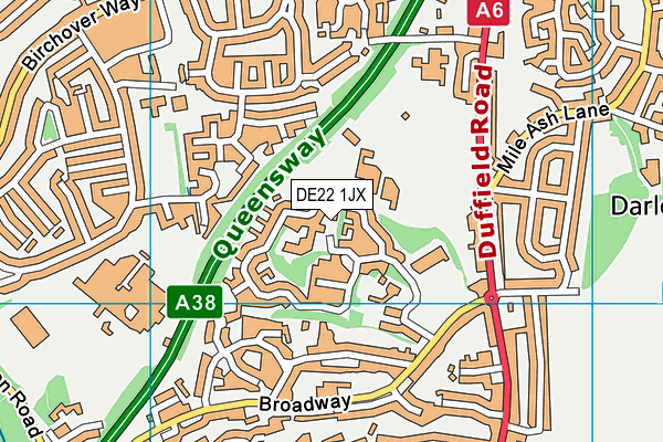 DE22 1JX map - OS VectorMap District (Ordnance Survey)