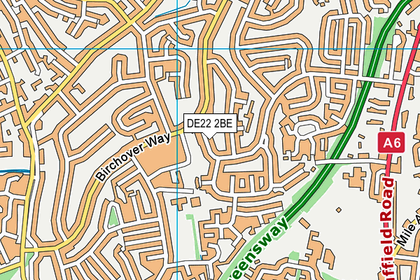 DE22 2BE map - OS VectorMap District (Ordnance Survey)