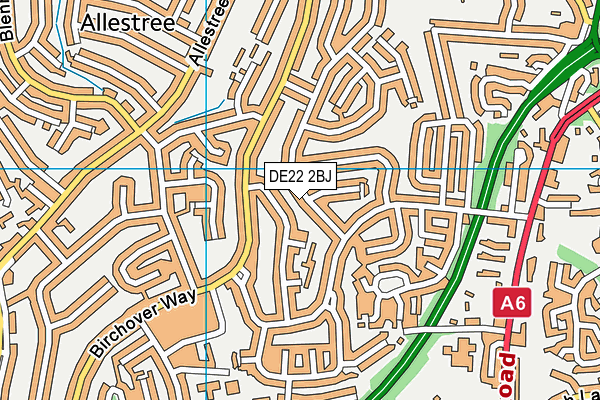 DE22 2BJ map - OS VectorMap District (Ordnance Survey)