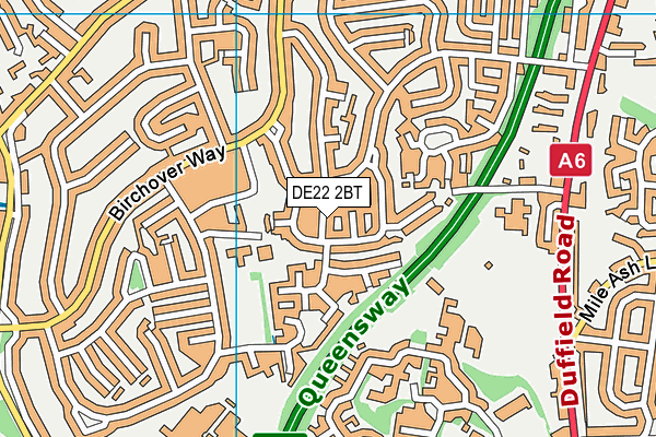DE22 2BT map - OS VectorMap District (Ordnance Survey)