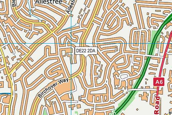 DE22 2DA map - OS VectorMap District (Ordnance Survey)