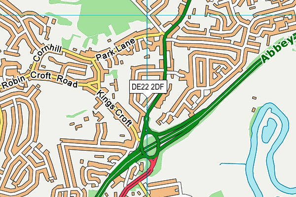 DE22 2DF map - OS VectorMap District (Ordnance Survey)