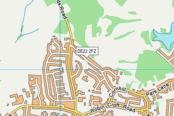 DE22 2FZ map - OS VectorMap District (Ordnance Survey)
