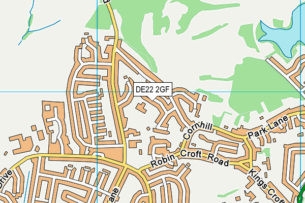 DE22 2GF map - OS VectorMap District (Ordnance Survey)