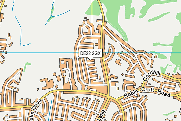 DE22 2GX map - OS VectorMap District (Ordnance Survey)