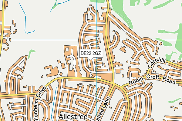 DE22 2GZ map - OS VectorMap District (Ordnance Survey)