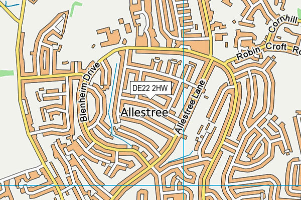 DE22 2HW map - OS VectorMap District (Ordnance Survey)