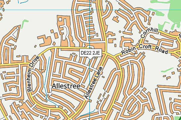 DE22 2JE map - OS VectorMap District (Ordnance Survey)