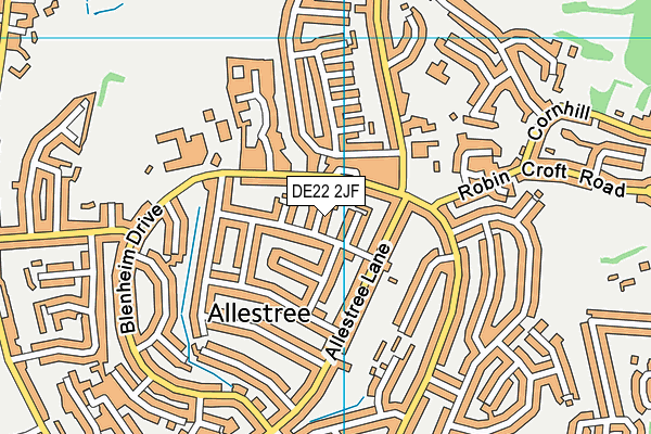 DE22 2JF map - OS VectorMap District (Ordnance Survey)