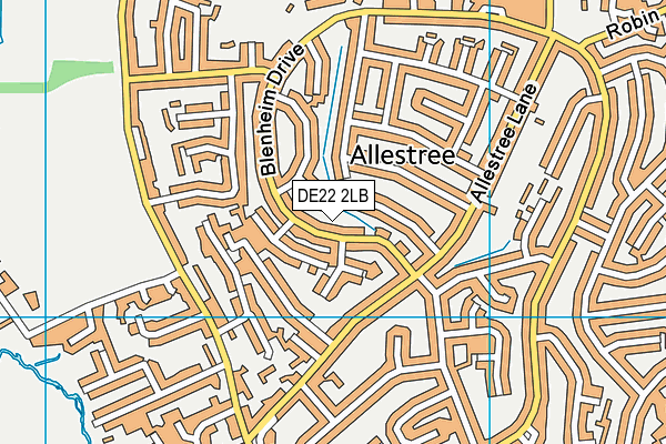 DE22 2LB map - OS VectorMap District (Ordnance Survey)