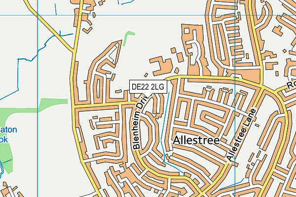 DE22 2LG map - OS VectorMap District (Ordnance Survey)