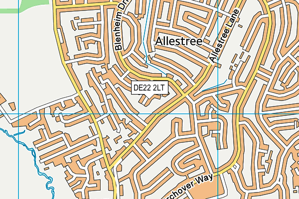 DE22 2LT map - OS VectorMap District (Ordnance Survey)