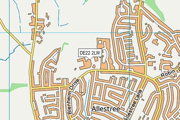 DE22 2LW map - OS VectorMap District (Ordnance Survey)