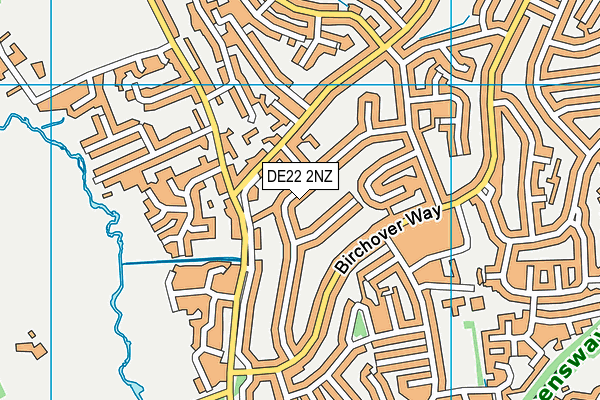 DE22 2NZ map - OS VectorMap District (Ordnance Survey)