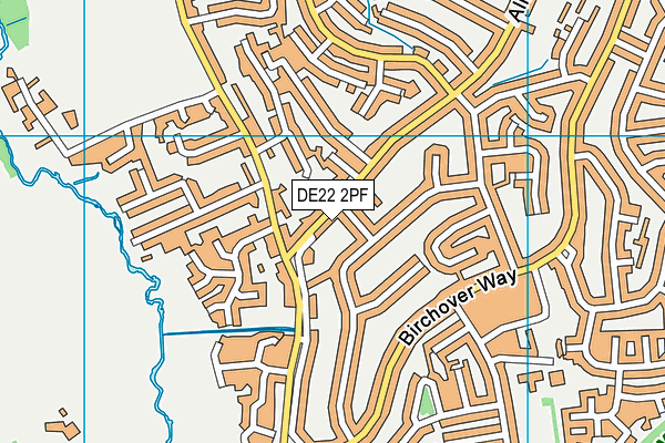 DE22 2PF map - OS VectorMap District (Ordnance Survey)