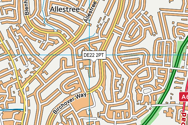 DE22 2PT map - OS VectorMap District (Ordnance Survey)
