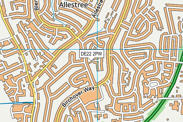 DE22 2PW map - OS VectorMap District (Ordnance Survey)