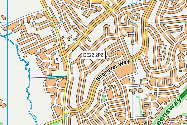 DE22 2PZ map - OS VectorMap District (Ordnance Survey)