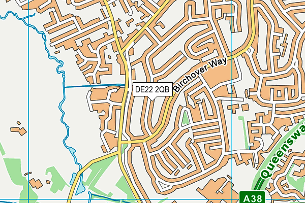 DE22 2QB map - OS VectorMap District (Ordnance Survey)
