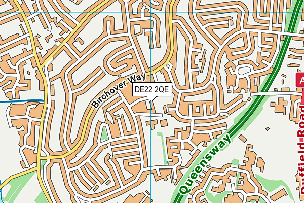 DE22 2QE map - OS VectorMap District (Ordnance Survey)